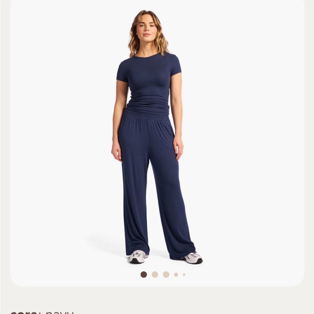nuuds Navy Wide Leg Slinky Rib Pants.  - XL